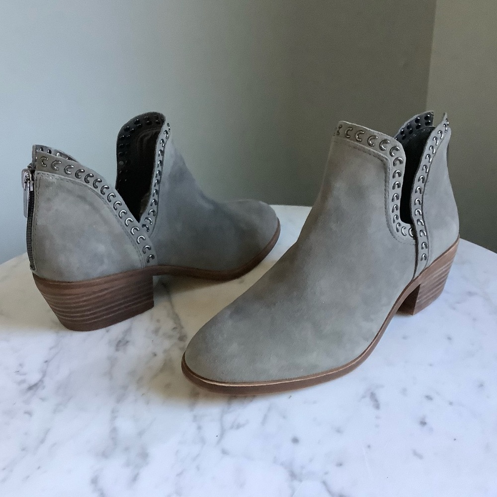 Vince Camuto Gray Suede Prafinta Studded Ankle Booties